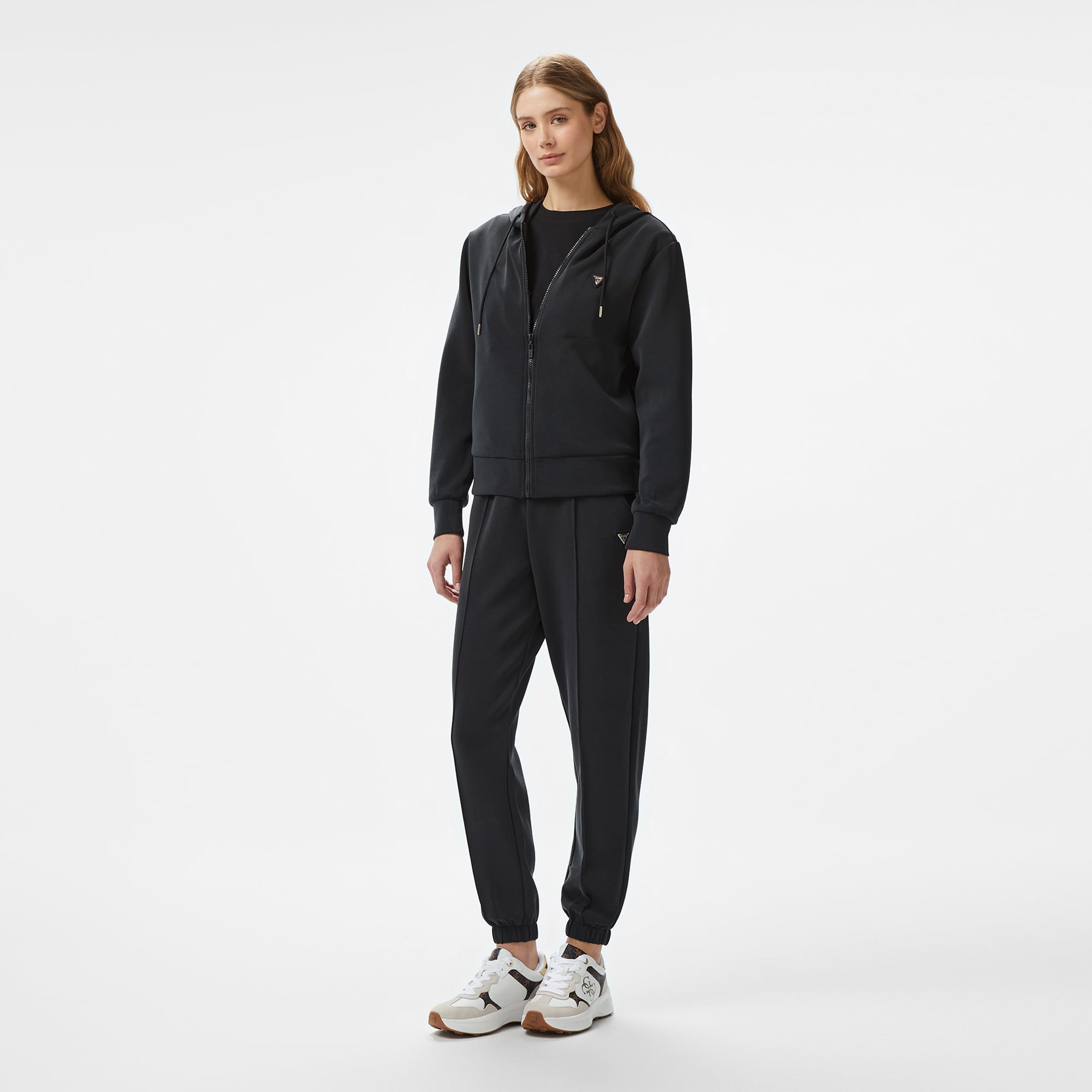 Guess Olympe Modal Midweight Scuba Kadın Siyah Hoodie