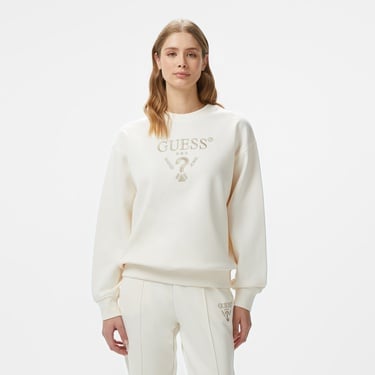  Guess Roberta Recy Poly Cotton Fleece Kadın Krem Sweatshirt
