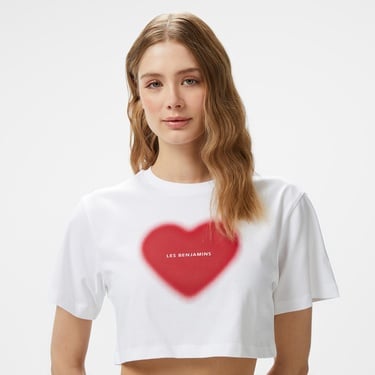  Les Benjamins Crop 016 Kadın Beyaz T-Shirt