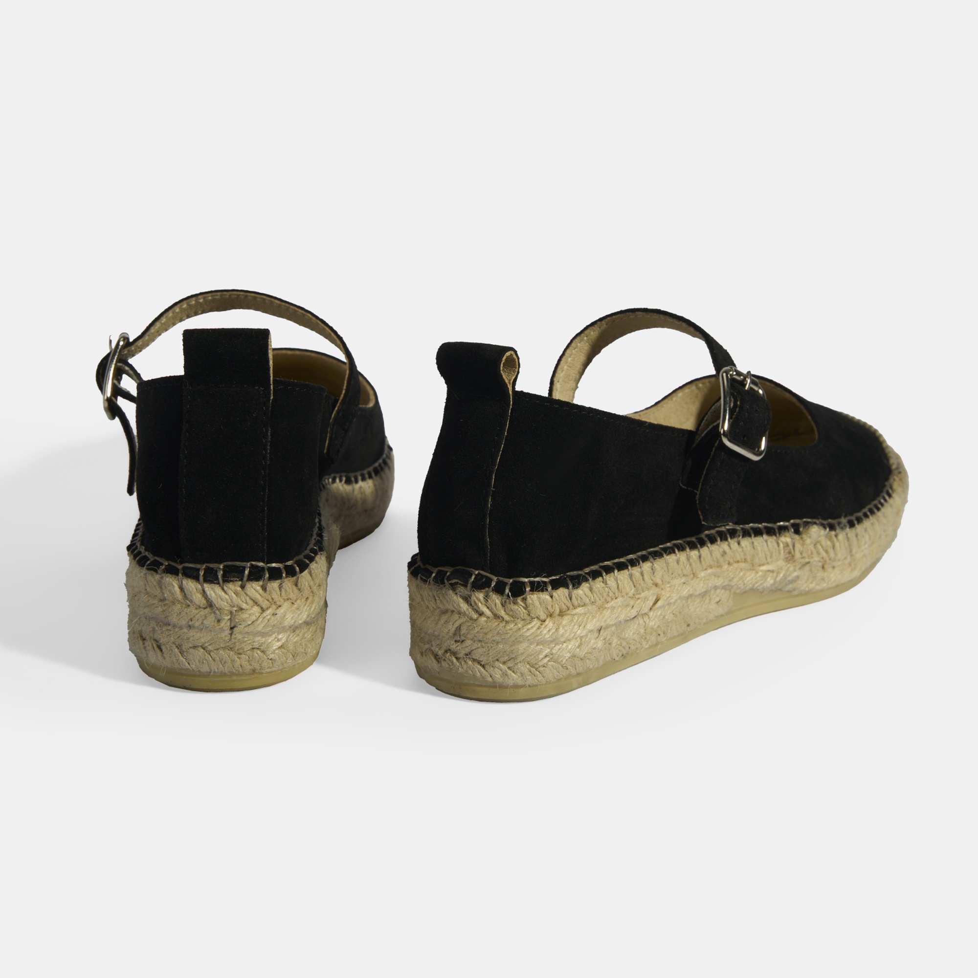 Siyah Kadın Toka Detaylı Süet Mary Jane Espadril