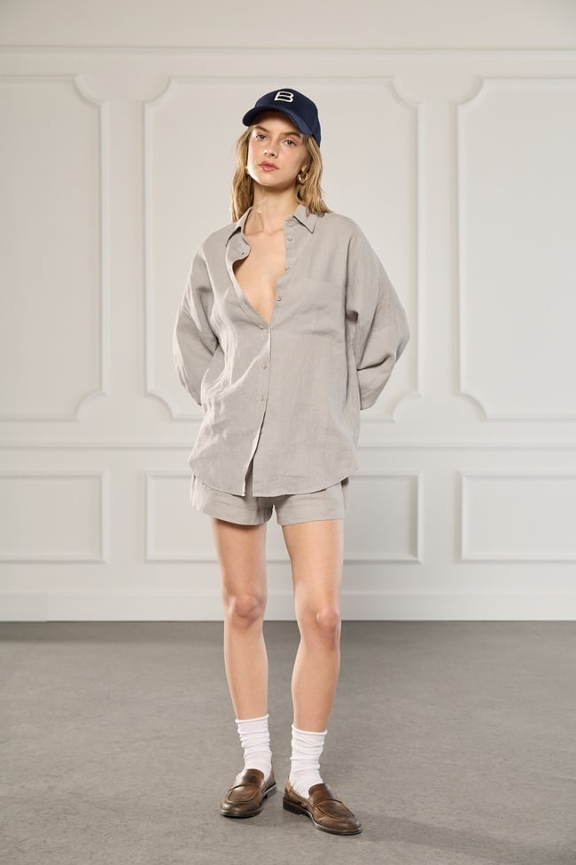  %100 Keten Oversize Gömlek