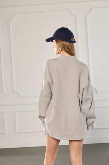  %100 Keten Oversize Gömlek