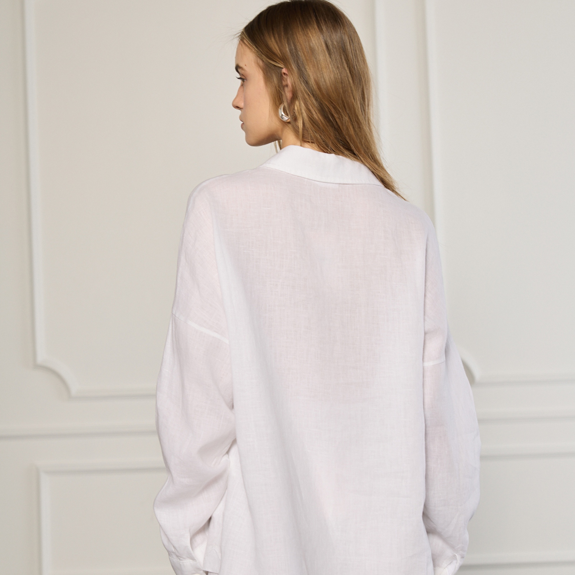 %100 Keten Oversize Gömlek