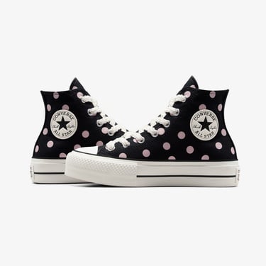  Converse Chuck Taylor All Star Lift Polka Dots Kadın Siyah Platform Sneaker