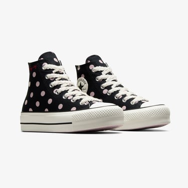  Converse Chuck Taylor All Star Lift Polka Dots Kadın Siyah Platform Sneaker