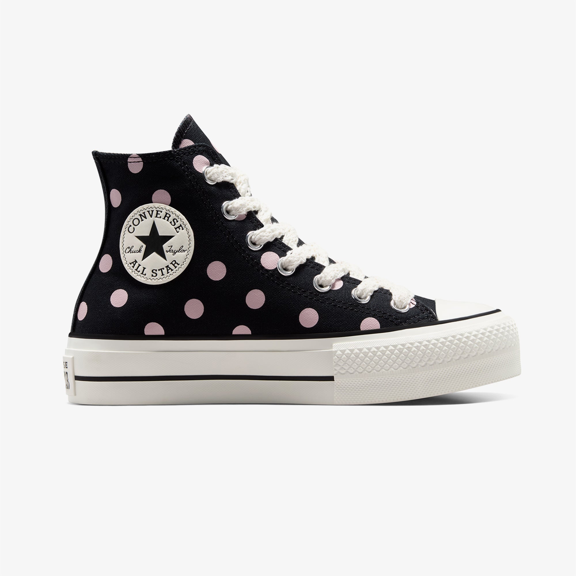 Converse Chuck Taylor All Star Lift Polka Dots Kadın Siyah Platform Sneaker