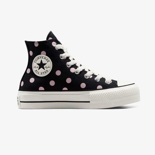  Converse Chuck Taylor All Star Lift Polka Dots Kadın Siyah Platform Sneaker