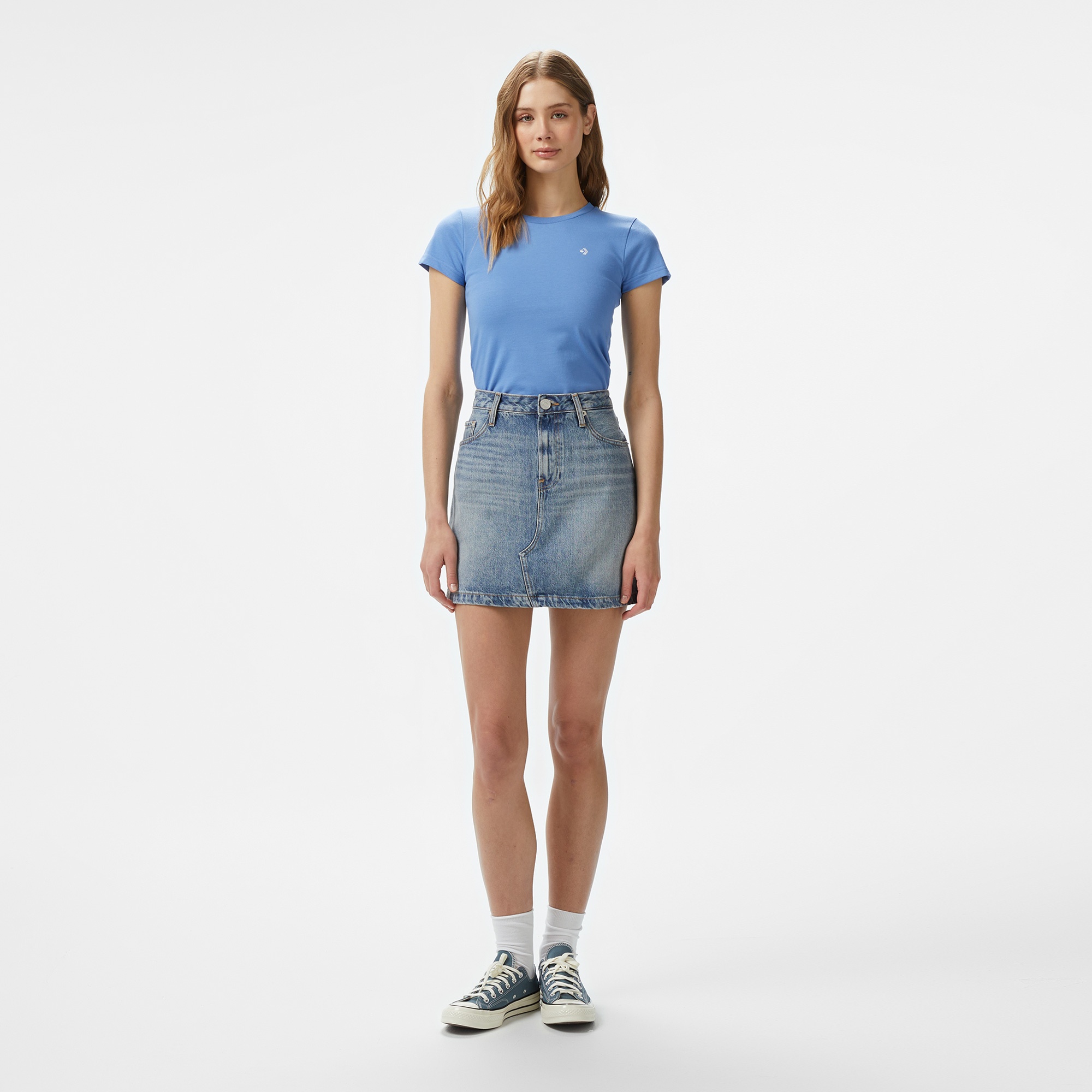 Converse Slim Fit Kadın Mavi T-Shirt