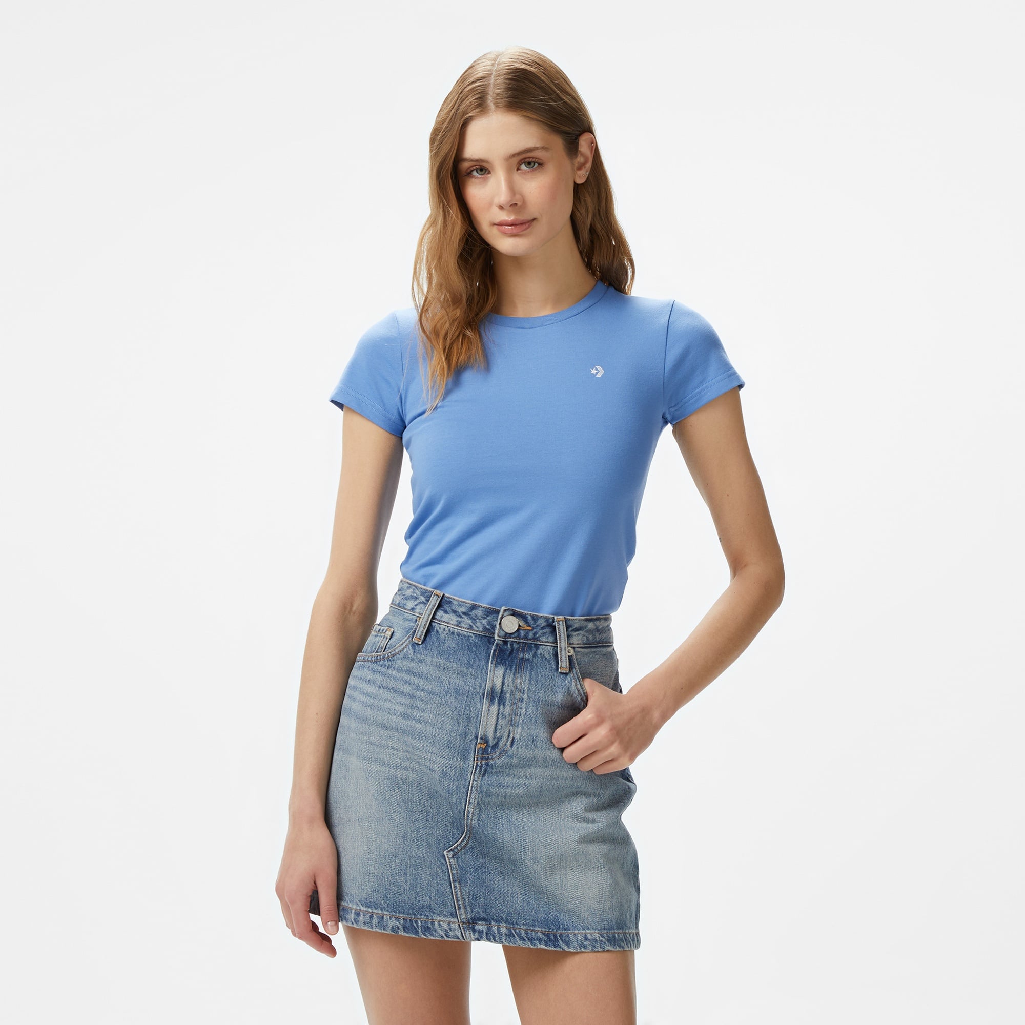 Converse Slim Fit Kadın Mavi T-Shirt