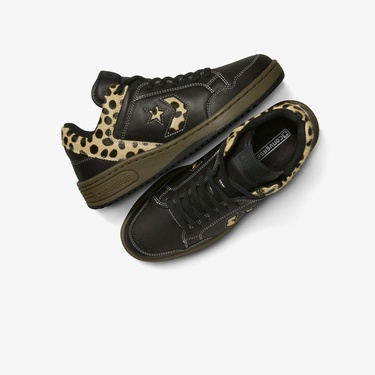  Converse Weapon Leopard Print Pony Hair Unisex Siyah Deri Sneaker
