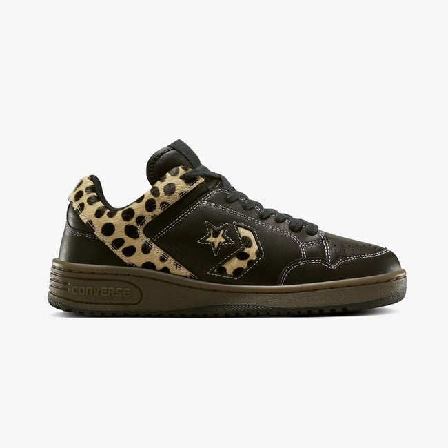  Converse Weapon Leopard Print Pony Hair Unisex Siyah Deri Sneaker
