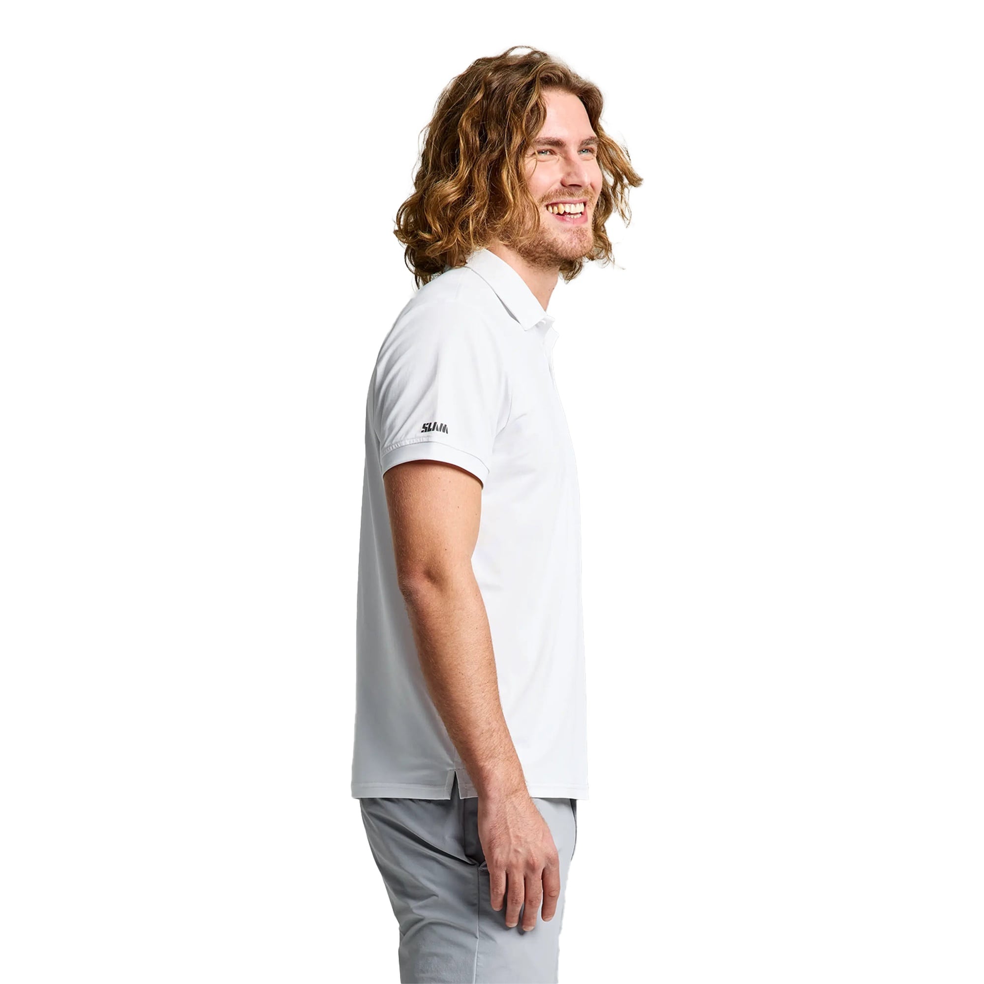 Slam Tech Pique Polo Ls Erkek Beyaz Tişört
