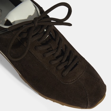  Kadın Kahve Bağcıklı Süet Spor Ayakkabı