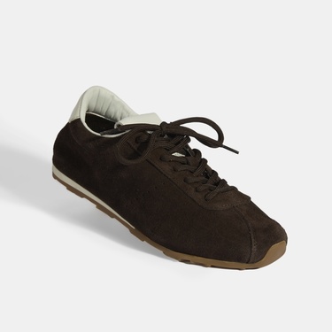  Kadın Kahve Bağcıklı Süet Spor Ayakkabı
