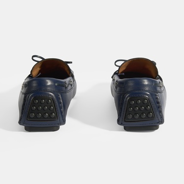  Erkek Lacivert Bağcık Detaylı Slip-On Deri Loafer