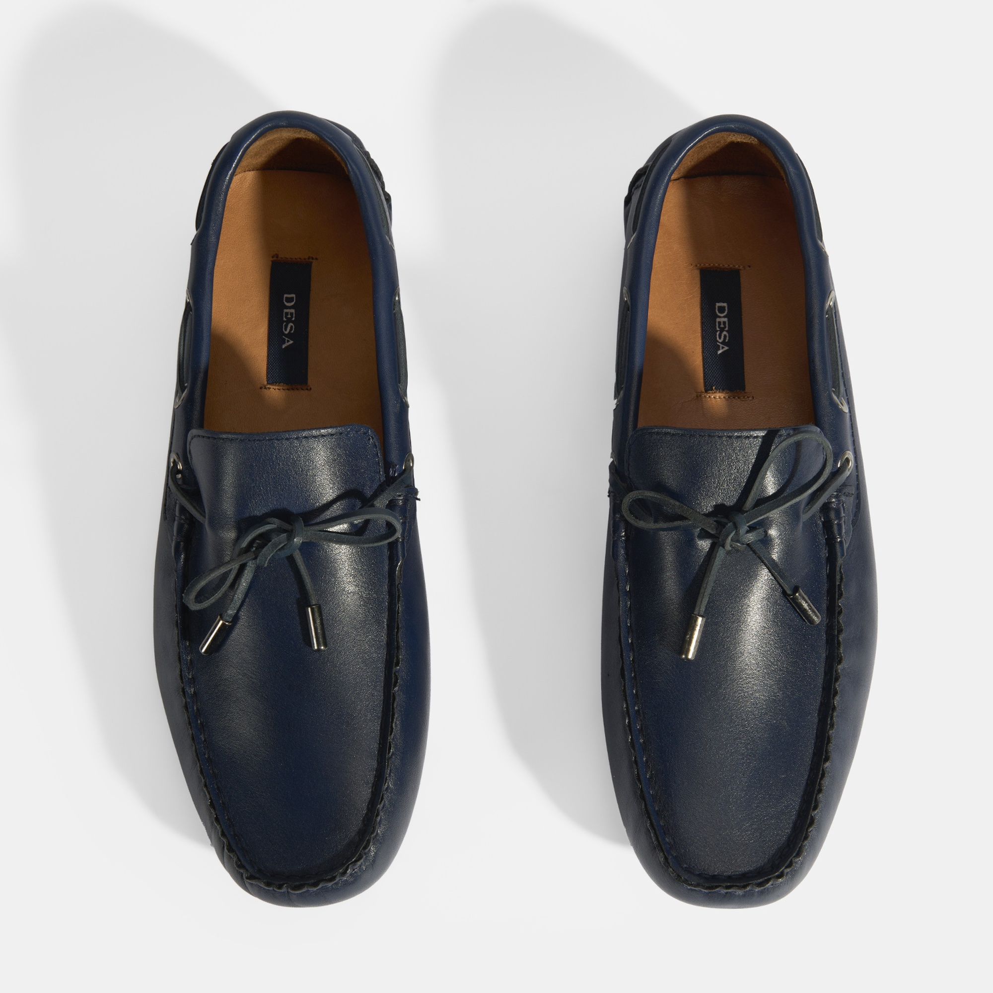 Erkek Lacivert Bağcık Detaylı Slip-On Deri Loafer