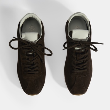  Kadın Kahve Bağcıklı Süet Spor Ayakkabı