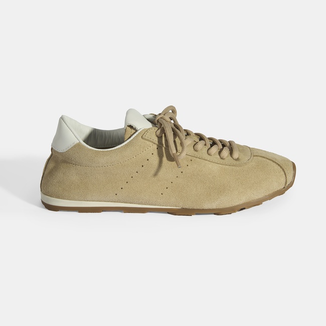  Kadın Bej Bağcıklı Süet Spor Ayakkabı