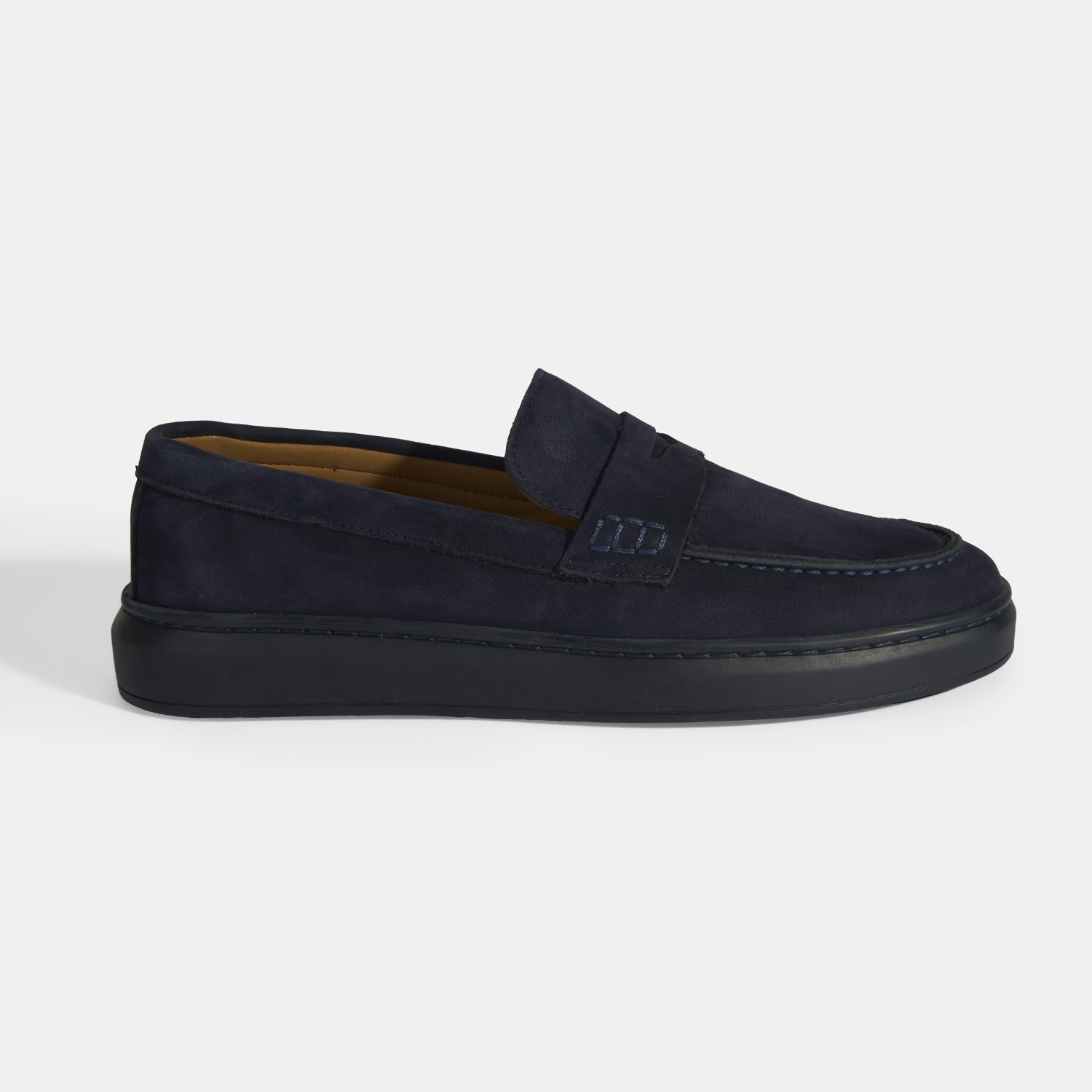  Erkek Lacivert Slip-On Nubuk Deri Loafer