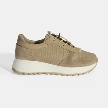  Kadın Vizon Bağcıklı Deri Detaylı Spor Ayakkabı