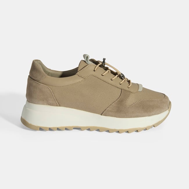  Kadın Vizon Bağcıklı Deri Detaylı Spor Ayakkabı