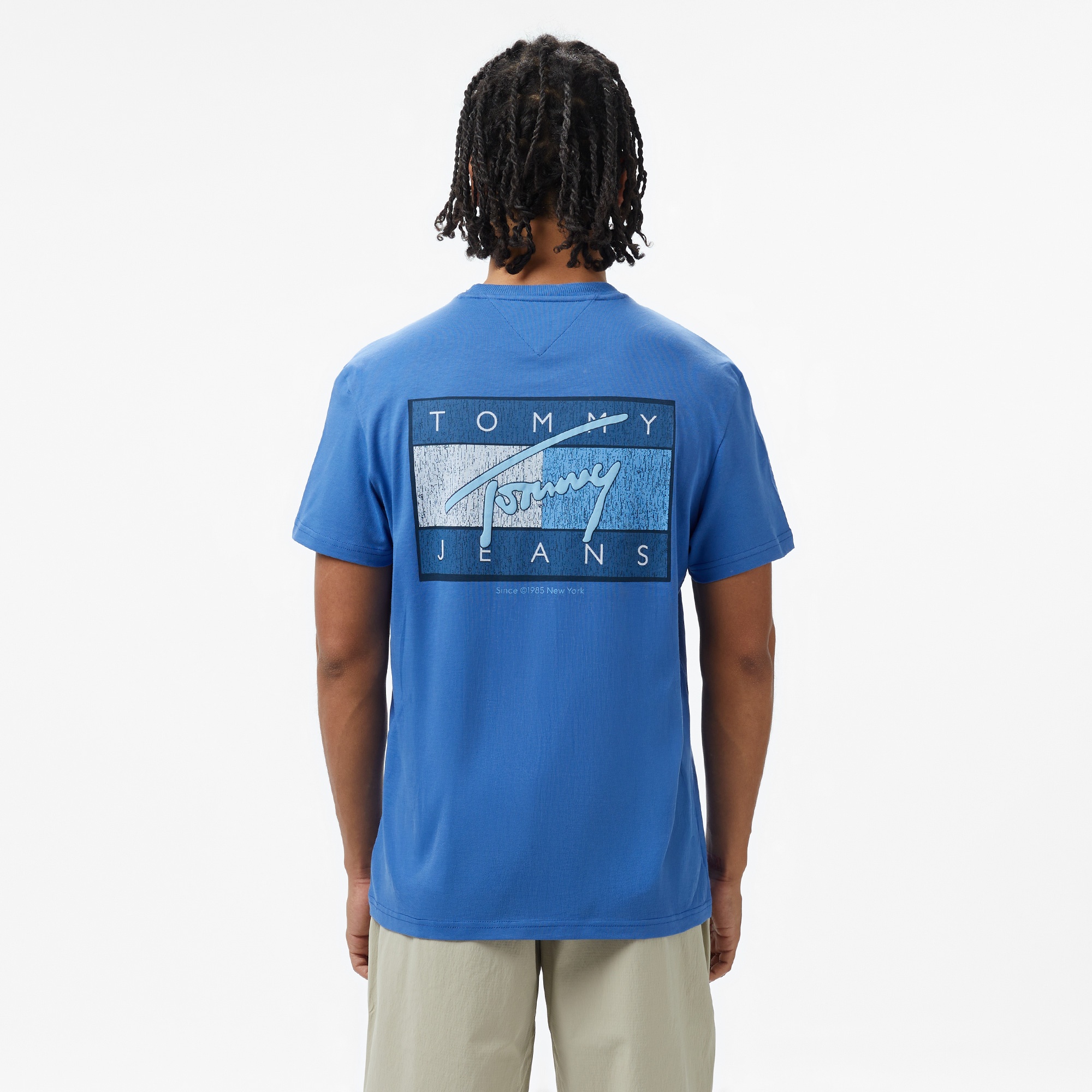 Tommy Jeans Reg Rwb Flag Ext Erkek Mavi T-Shirt