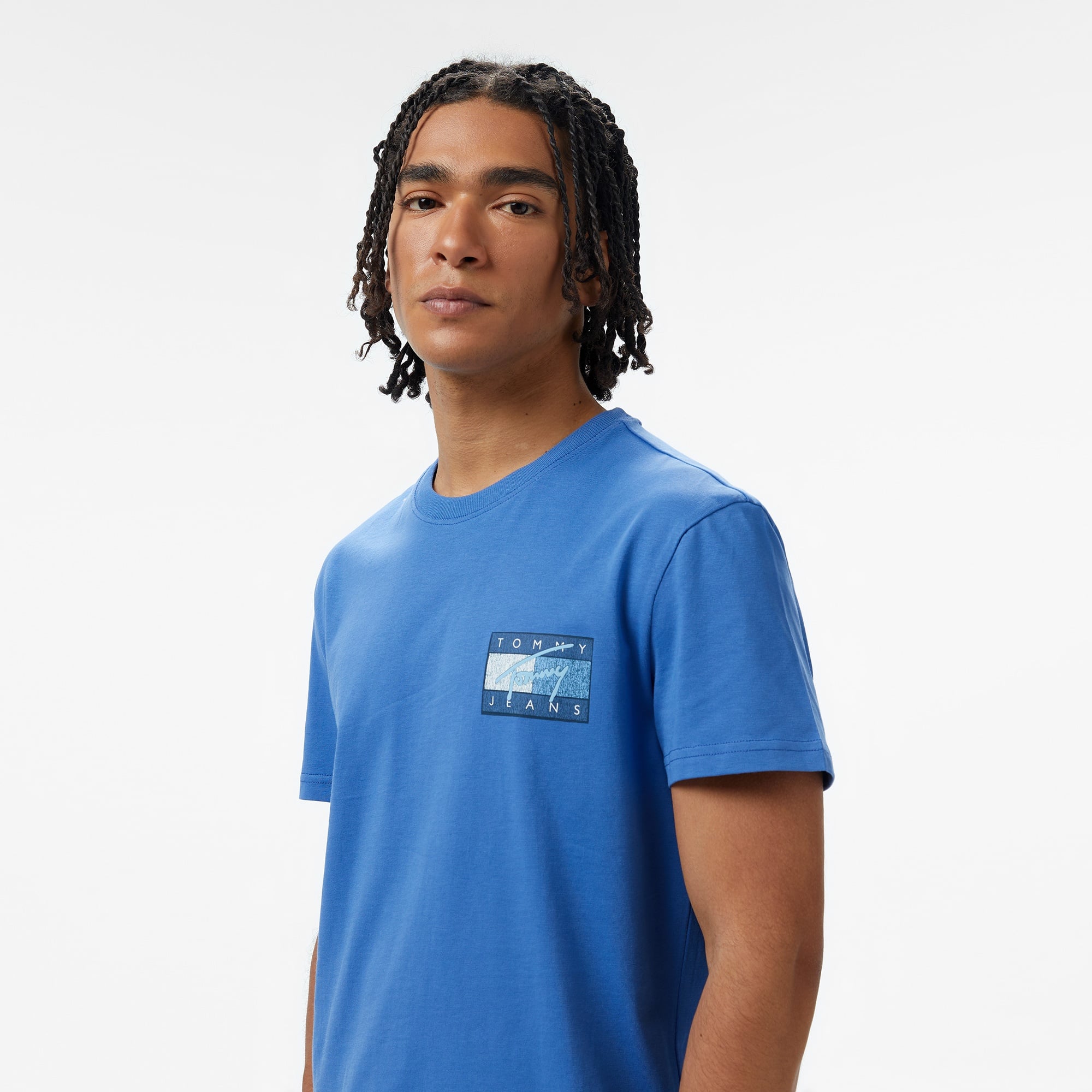 Tommy Jeans Reg Rwb Flag Ext Erkek Mavi T-Shirt