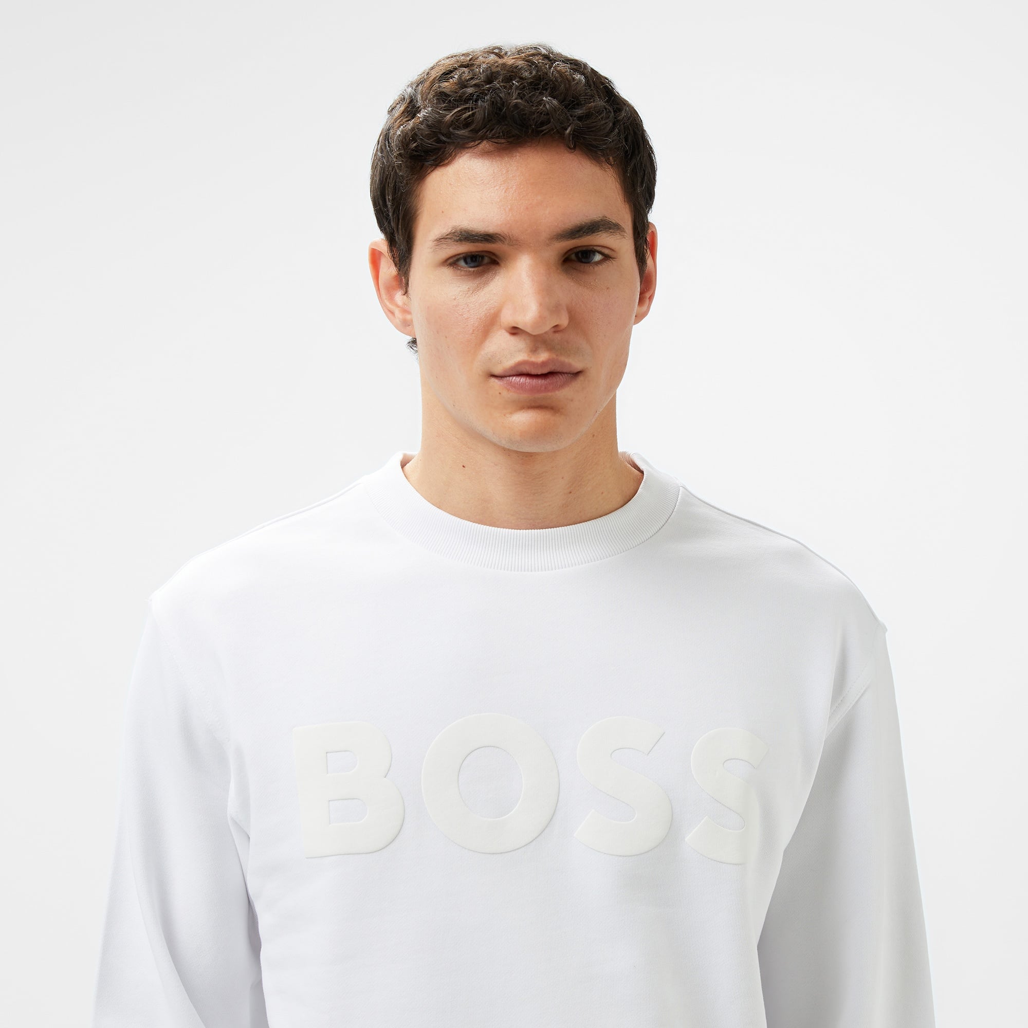 Boss Erkek Beyaz Sweatshirt