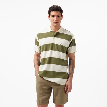 Nautica Erkek Yeşil Classic Fit Kısa Kollu Çizgili Polo