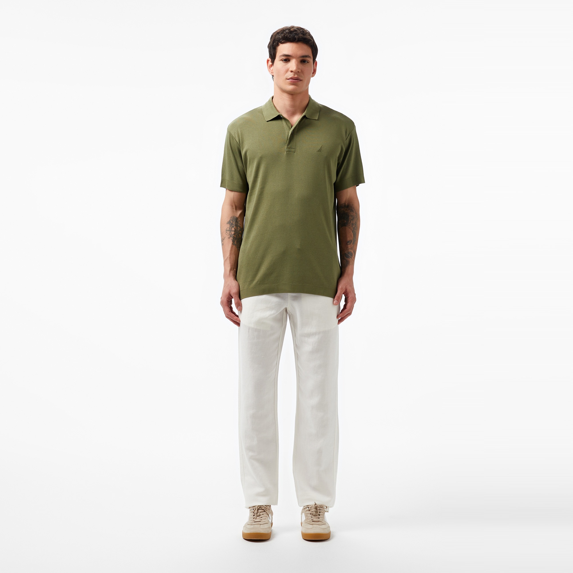 Nautica Erkek Yeşil Classic Fit Kısa Kollu Polo Yaka T-Shirt