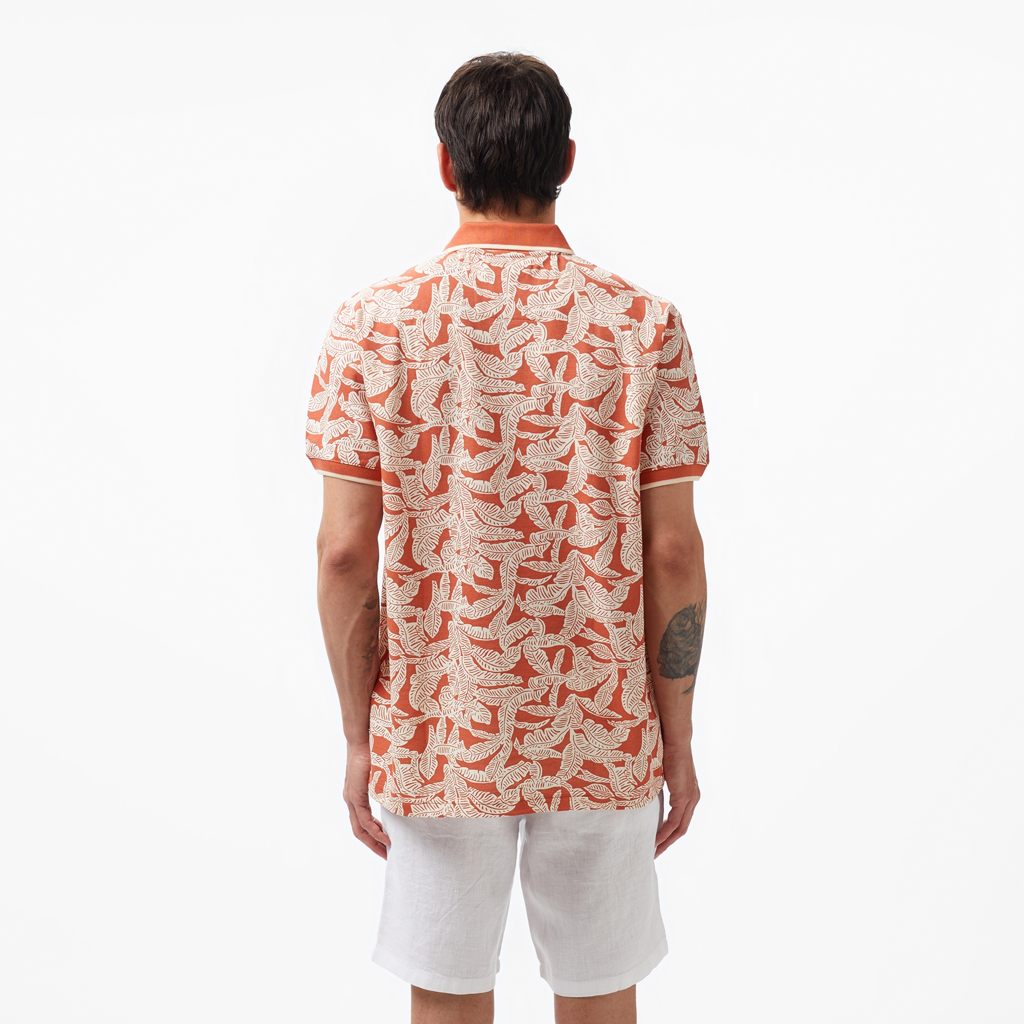 Nautica Erkek Turuncu Classic Fit Kısa Kollu Baskılı Polo Yaka T-Shirt