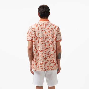  Nautica Erkek Turuncu Classic Fit Kısa Kollu Baskılı Polo