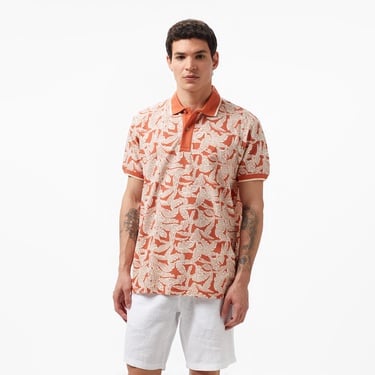  Nautica Erkek Turuncu Classic Fit Kısa Kollu Baskılı Polo