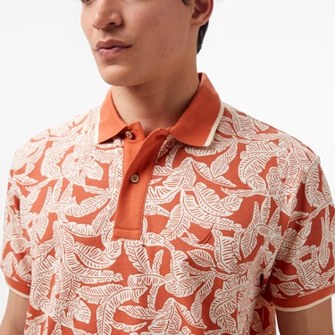  Nautica Erkek Turuncu Classic Fit Kısa Kollu Baskılı Polo