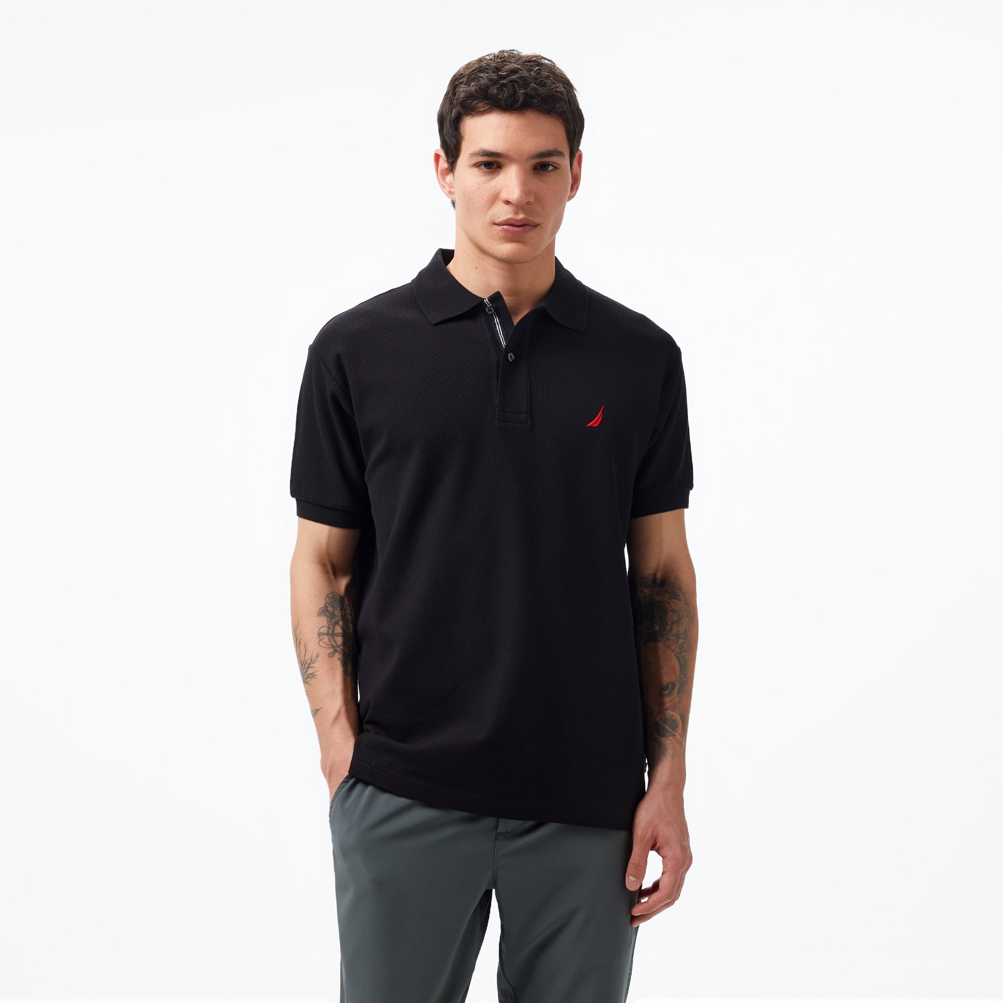 Nautica Erkek Siyah Classic Fit Kısa Kollu Polo