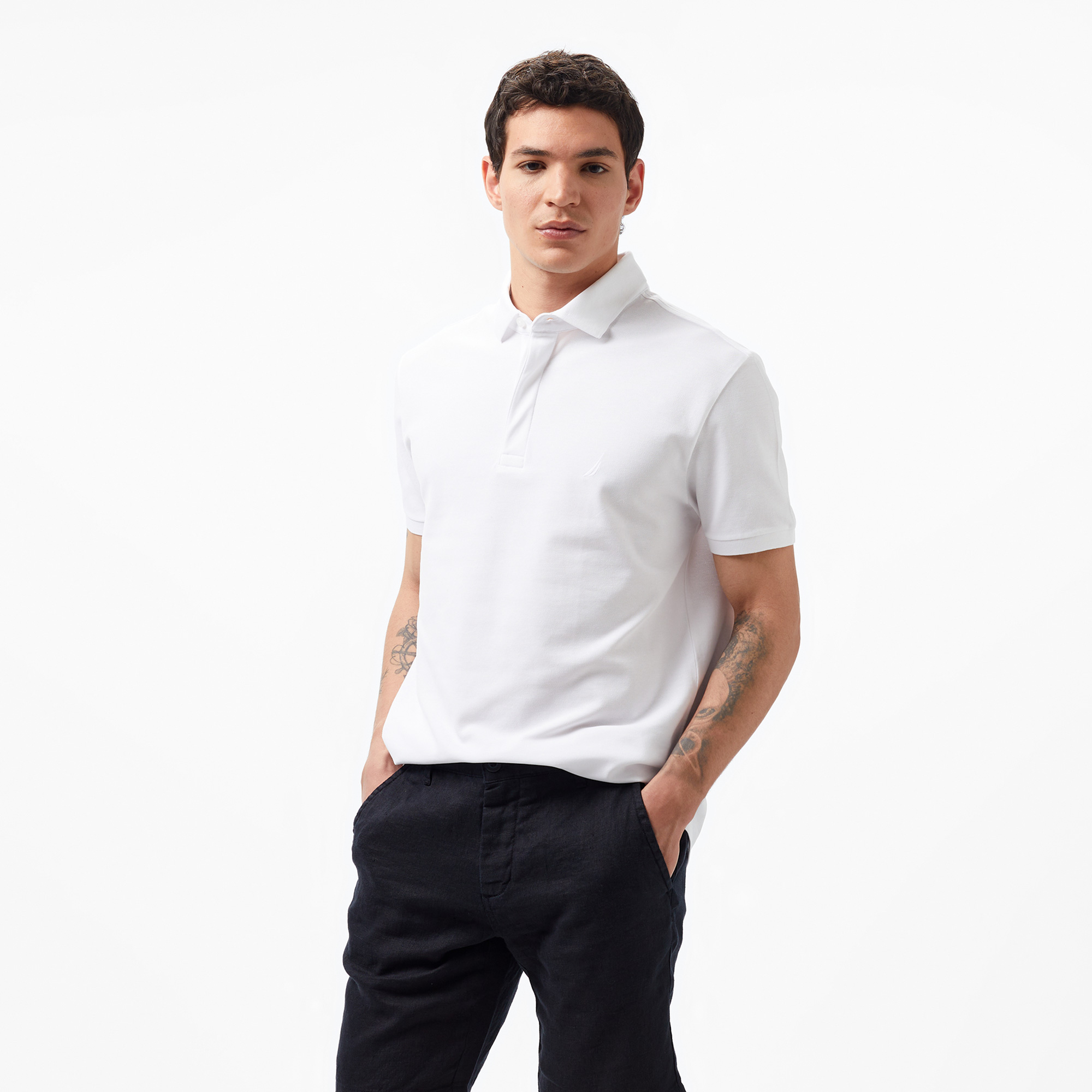  Nautica Erkek Beyaz Slim Fit Kısa Kollu Polo