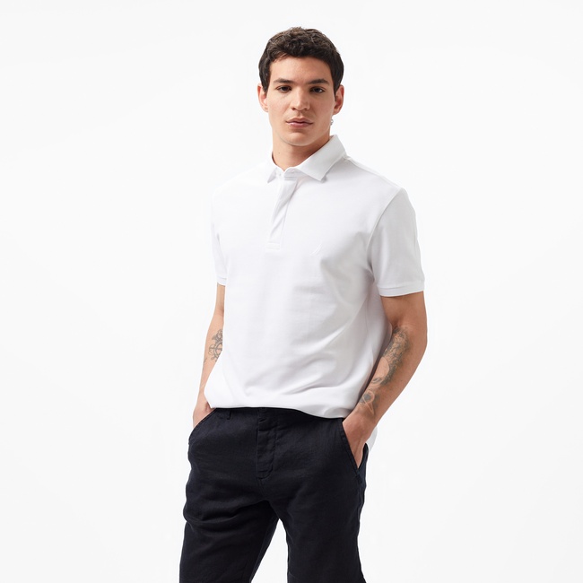  Nautica Erkek Beyaz Slim Fit Kısa Kollu Polo