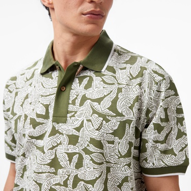  Nautica Erkek Yeşil Classic Fit Kısa Kollu Baskılı Polo