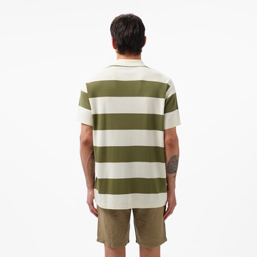  Nautica Erkek Yeşil Classic Fit Kısa Kollu Çizgili Polo