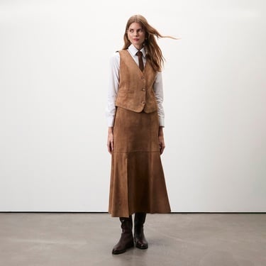  Alaqua Kahve Kadın Süet Deri Yelek