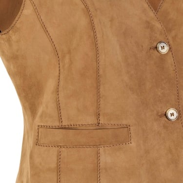  Alaqua Kahve Kadın Süet Deri Yelek