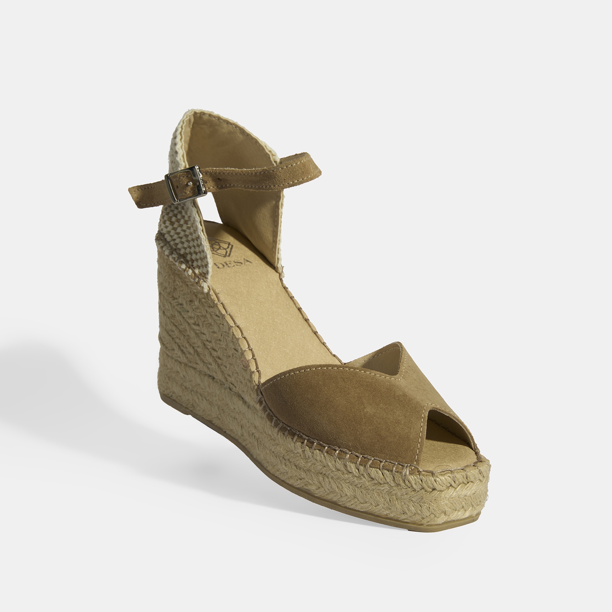 Bej Kadın Toka Detaylı Dolgu Topuklu Süet Espadril