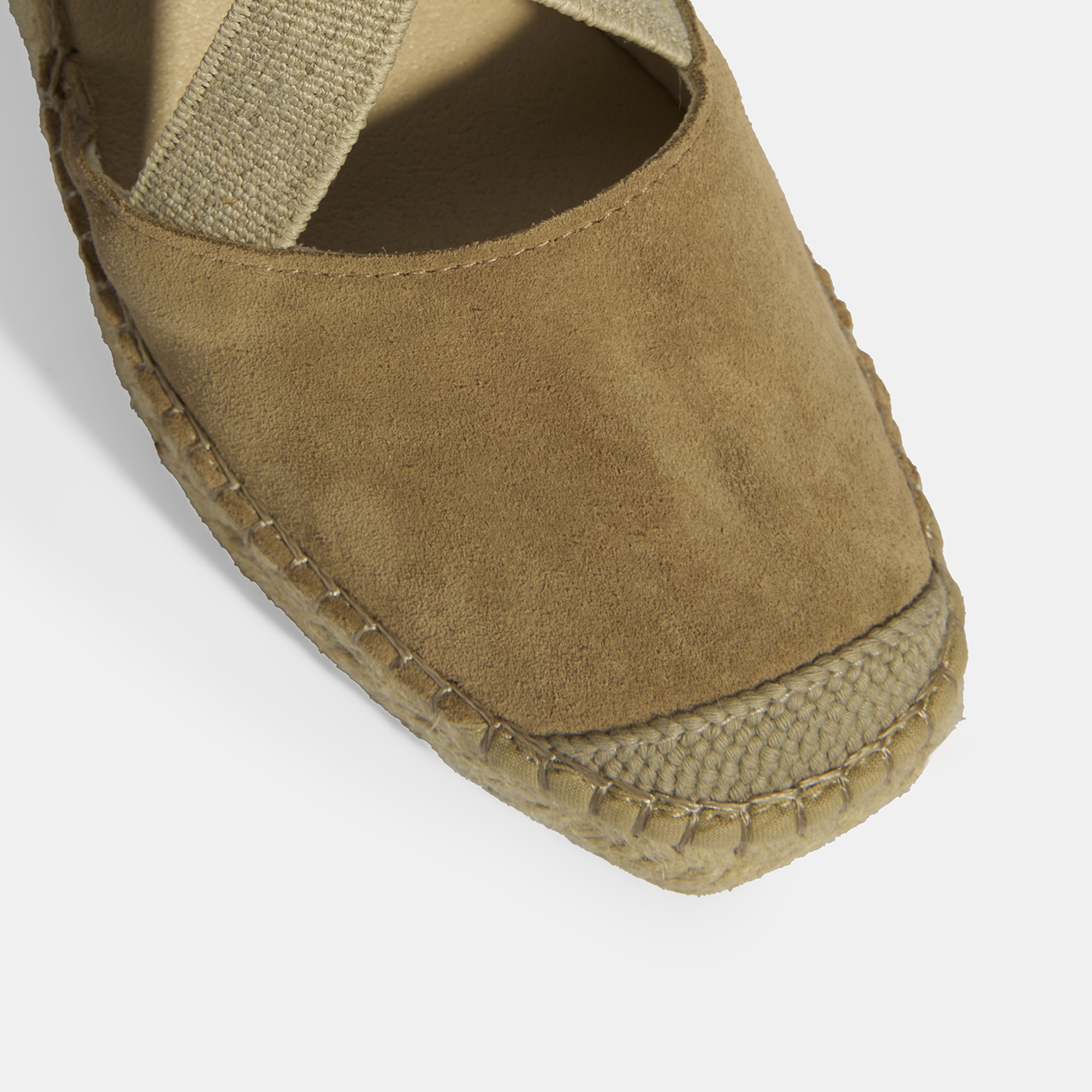 Bej Kadın Lastik Bantlı Dolgu Topuklu Süet Espadril