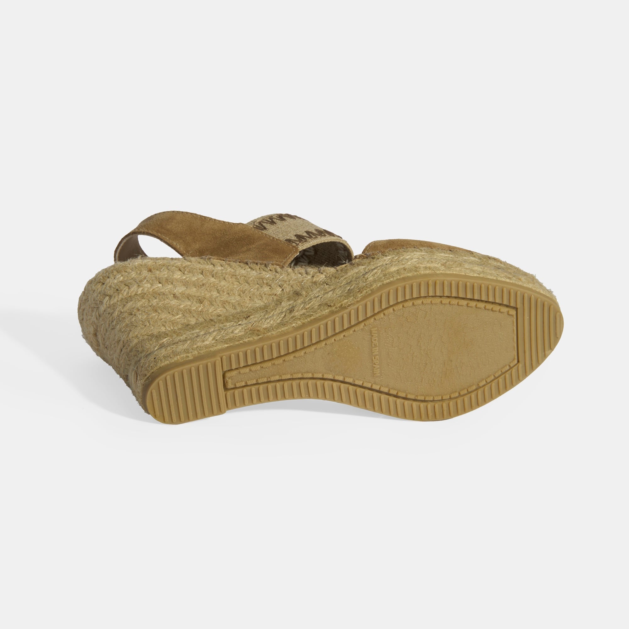 Bej Kadın Lastik Bantlı Slingback Dolgu Topuklu Süet Espadril