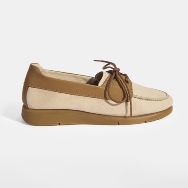  Kadın Krem Bağcık Detaylı DesaComfort Nubuk Günlük Ayakkabı