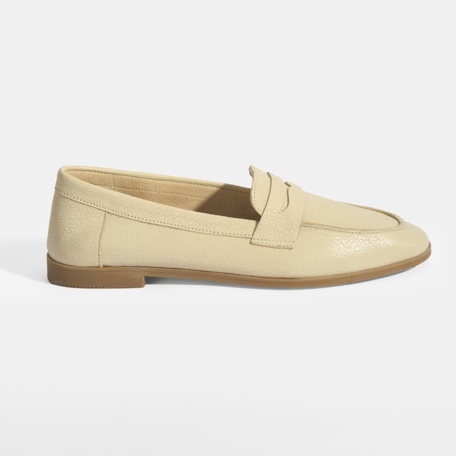  Kadın Bej Slip-On Deri Loafer