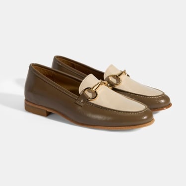  Vizon Kadın Metal Aksesuarlı Slip-On Rugan Loafer