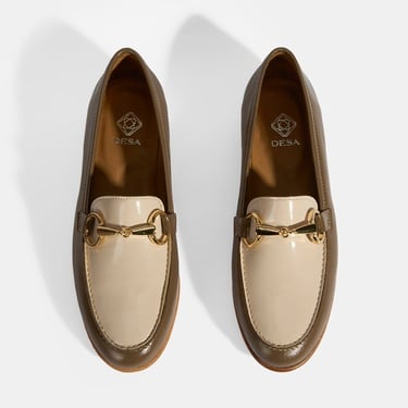  Vizon Kadın Metal Aksesuarlı Slip-On Rugan Loafer