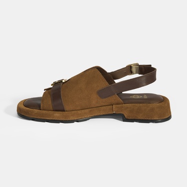  Kadın Kahve Süet Tokalı Sandalet