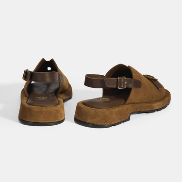  Kadın Kahve Süet Tokalı Sandalet